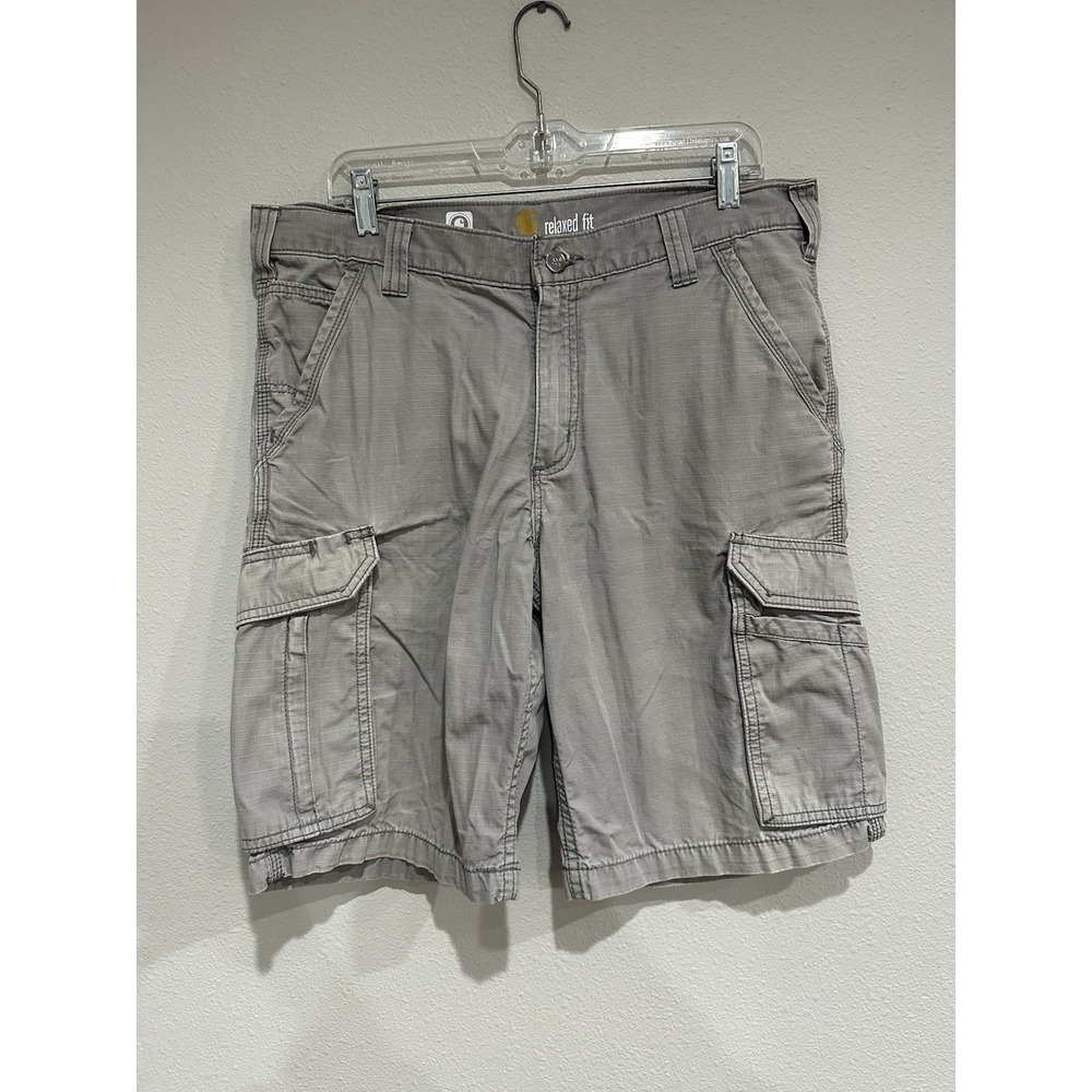 Carhartt FORCE Men's Relaxed‎ Fit Canvas Cargo Work Shorts Size 34 Gray